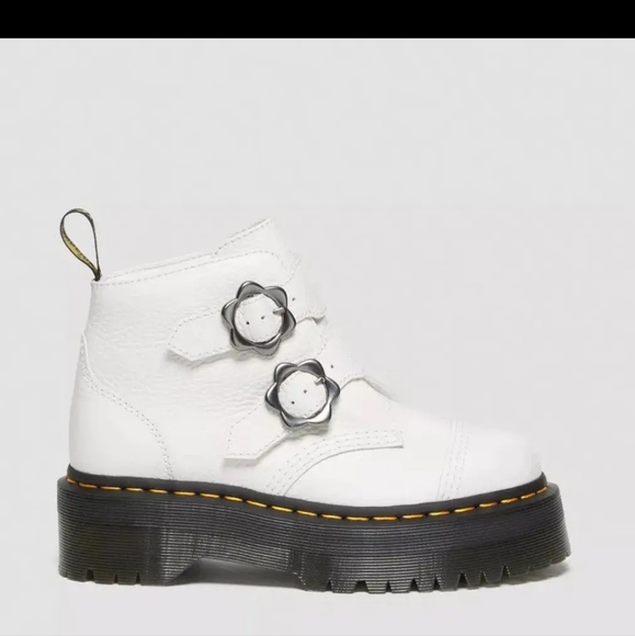 Brand New DR MARTENS DEVON  QUAD FLOWER BOOTS- WHITE SZ 10 - Picture 2 of 4